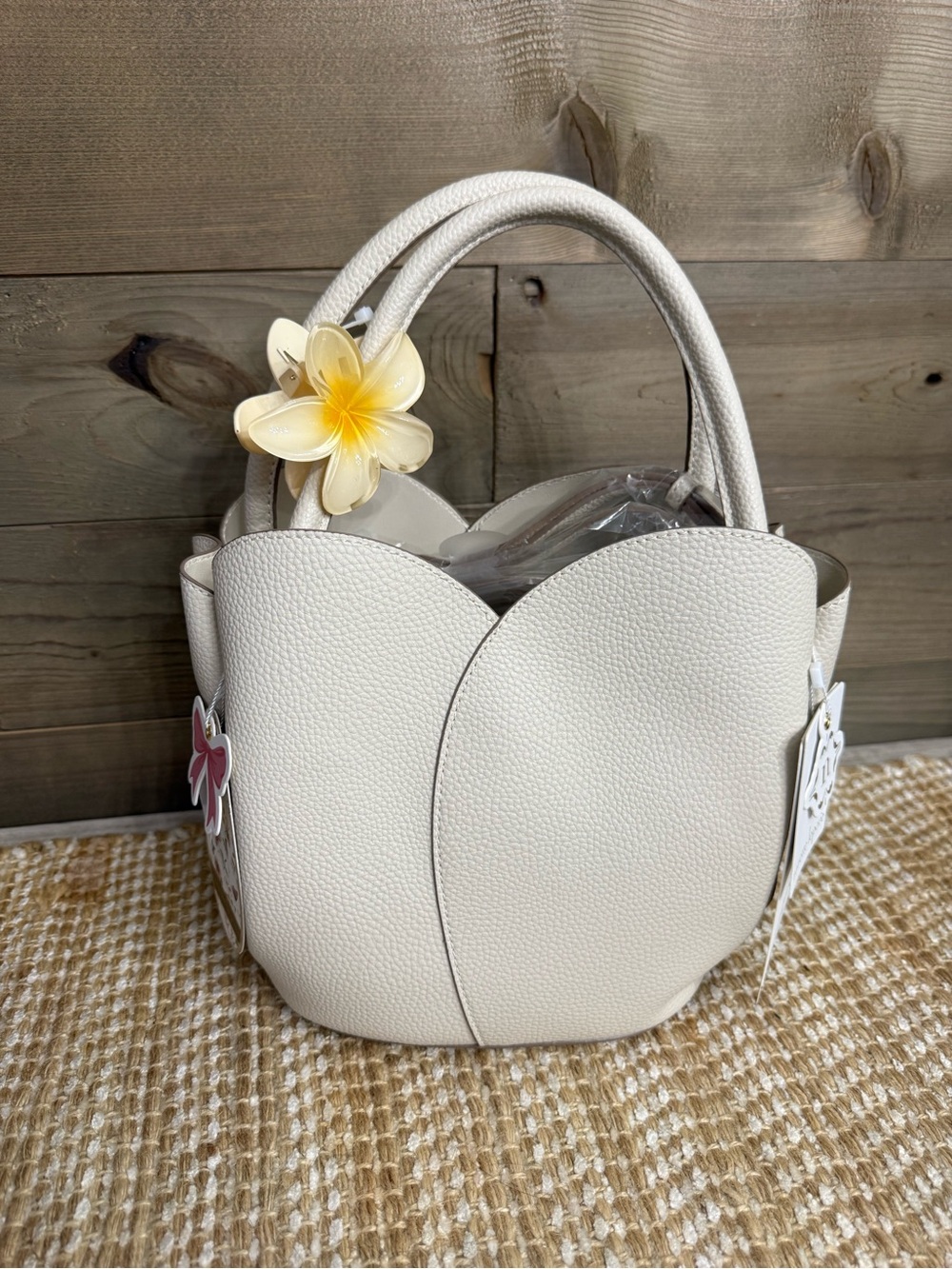 Elegant Women’s Cream Pebble-Texture Handbag
